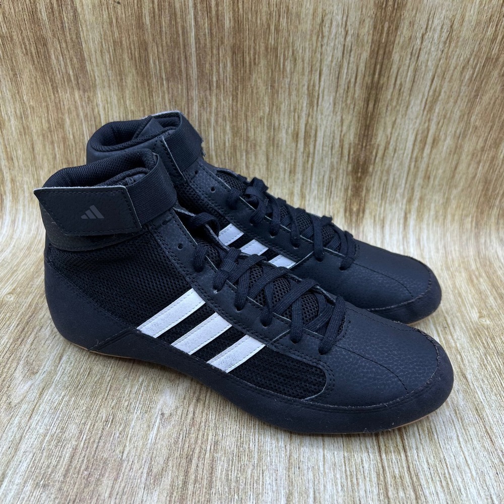 Adidas HVC 2 Men's Size 8 Wrestling Shoes Boxing Black White Gum Strappy AQ3325